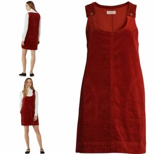 Chic Rust Corduroy Midi Dress